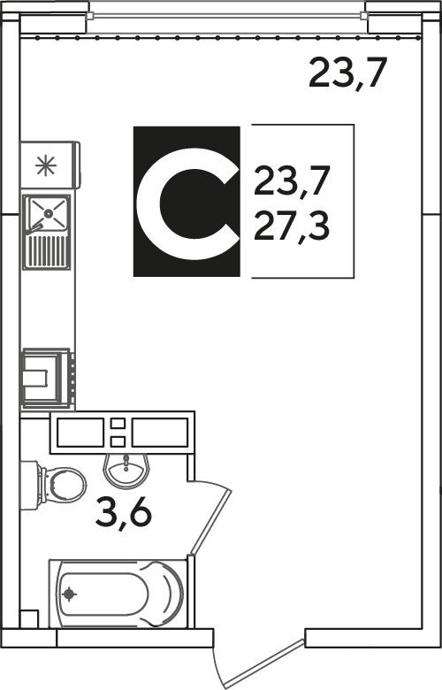 Студия 27,3 м2